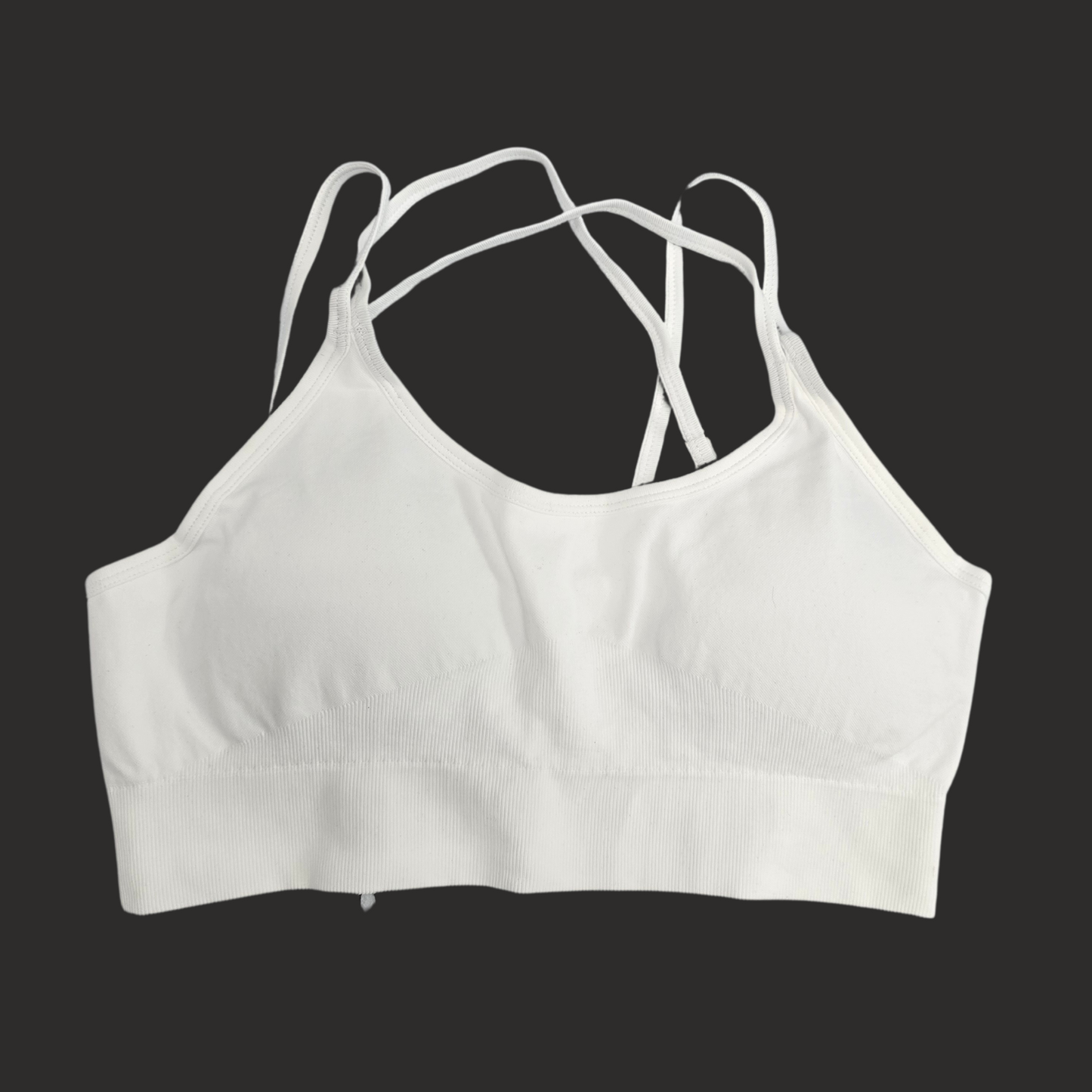 Large White, Strap Back Sports Bra