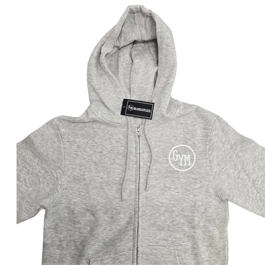 Small Grey Unisex Zip-Up Hoodie.